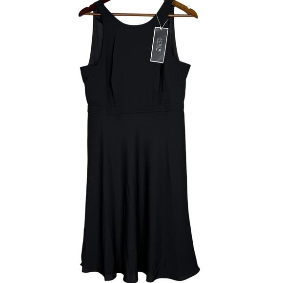 NWT J. Crew Flowy Sleeveless Sheath Midi Dress Lined V Back Zip Up 10 Black - Picture 1 of 15